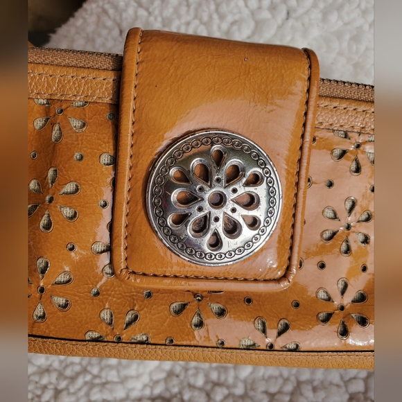 Brighton Tan Patent Leather Cutout Print Wristlet Wallet - Picture 9 of 14